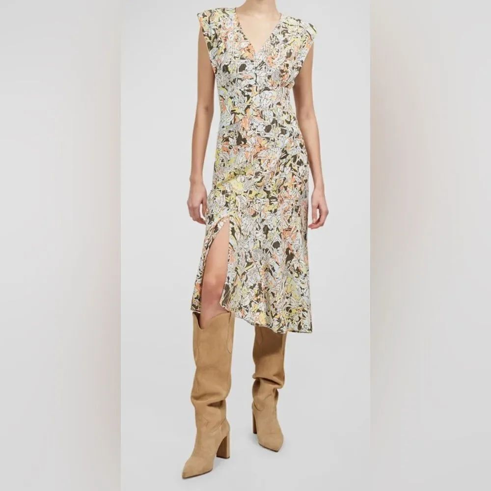 Equipment Nadia Sleeveless Floral-Print Midi Silk Dress NWT Size US 0